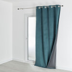 Homemaison - rideau isolant et occultant en velours doublé polaire bleu paon 135x280 cm Homemaison - rideau isolant et occultant en velours doublé polaire bleu paon 135x280 cm