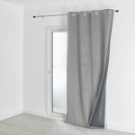 Homemaison - rideau isolant et occultant en velours doubl polaire gris perle 135x280 cm