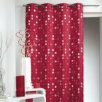 Homemaison - rideau en jacquard froiss� � imprim�s 'rond' rouge orang� 140x260 cm