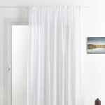 Rideau voilage poly - lin bas plombé blanc 240x240 cm Rideau voilage poly - lin bas plombé blanc 240x240 cm