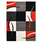 Tapis salon et chambre 160x230 rouge rectangle tiss motif gomtrique lyn8 di 65