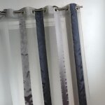 Voilage bicolore  rayures verticales gris clair 140x260 cm