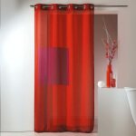 Voilage en �tamine imprim�e � motifs graphiques rouge orang� 135x240 cm