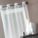 Voilage organza fantaisie goutte mtallique blanc 300x260 cm