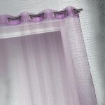 Voilage organza  fines rayures horizontales violet parme 140x240 cm