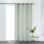 Voilage rayé et tamisant cordelette vert clair 140x250 cm Voilage rayé et tamisant cordelette vert clair 140x250 cm