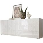 Homemania - buffet - mirona - 4 portes - blanc laqué brillant avec serigraphie - 241 x 43 x 84 cm Homemania - buffet - mirona - 4 portes - blanc laqué brillant avec serigraphie - 241 x 43 x 84 cm