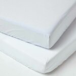 Homescapes - lot de 2 draps housse lit bb en coton gyptien 200 fils blanc, 60 x 120 cm
