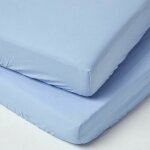 Homescapes - lot de 2 draps housse lit bb en coton gyptien 200 fils bleu, 60 x 120 cm