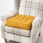 Homescapes - coussin d'assise rehausseur en coton jaune moutarde, 50 x 50 x 10 cm