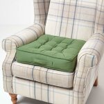 Coussin d'assise rehausseur en coton vert fonc, 50 x 50 x 10 cm - homescapes