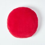 Coussin rond en velours rouge, 40 cm - homescapes