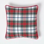 Housse de coussin � carreaux �cossais rouge et vert, 45 x 45 cm - homescapes