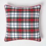 Housse de coussin � carreaux �cossais rouge et vert, 60 x 60 cm - homescapes