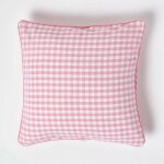 Housse de coussin rose  carreaux vichy, 45 x 45 cm - homescapes