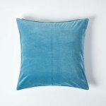 Housse de coussin en velours bleu, 60 x 60 cm - homescapes