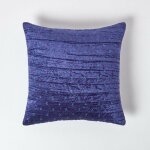 Housse de coussin en velours piqu� bleu marine, 55 x 55 cm - homescapes