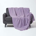 Homescapes - jet� de canap� violet � motif pied - de - poule, 225 x 255 cm