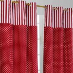 Homescapes - paire de rideaux  ?illets - imprim pois polka rouge 117 x 137 cm