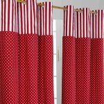 Homescapes - paire de rideaux � ?illets - imprim� pois polka rouge 137 x 228 cm