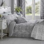 Homescapes - parure de lit gris toile de jouy en polycoton, 230 x 220 cm