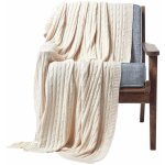 Homescapes - plaid en tricot en 100% coton beige, 130 x 170 cm