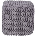 Homescapes pouf repose - pieds en tricot cube gris fonc�