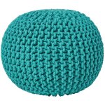 Homescapes pouf rond tress en tricot - vert turquoise
