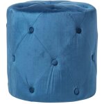Homescapes pouf rond en velours capitonn windsor, bleu