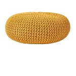 Homescapes pouf en tricot rond trs grand - coloris moutarde