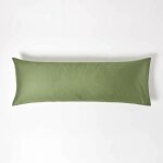 Taie de traversin en 100% coton bio 400 fils vert mousse 50 x 140 cm - homescapes Taie de traversin en 100% coton bio 400 fils vert mousse 50 x 140 cm - homescapes