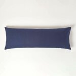 Taie de traversin plat en coton 200 fils bleu marine 50 x 140 cm env. - homescapes