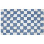 Tapis de bain à carreaux antidérapant en 100% coton bleu, 50 x 80 cm - homescapes Tapis de bain à carreaux antidérapant en 100% coton bleu, 50 x 80 cm - homescapes