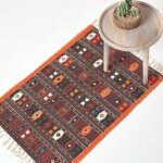 Tapis kilim imprim� terracotta, noir et marron 70 x 120 cm - homescapes
