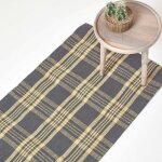 Homescapes - tapis en laine  imprim tartan jaune et gris - douglas - 66 x 200 cm