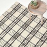 Homescapes - tapis en laine  imprim tartan noir et blanc - logan - 70 x 120 cm