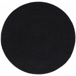 Tapis rond tiss  plat en coton noir, 150 cm - homescapes