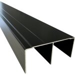 Homewell - rail haut aluminium pour placard coulissant - lg 3m (3000 x 85 x 40 mm, noir mat)