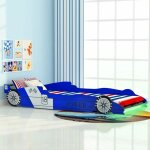 Hommoo - inlife lit voiture de course pour enfants avec led 90 x 200 cm bleu