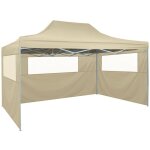 Hommoo - inlife tente de réception pliable avec 3 parois 3x4 m acier crème Hommoo - inlife tente de réception pliable avec 3 parois 3x4 m acier crème