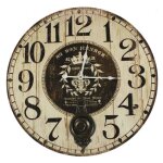 Horloge ancienne balancier au bon mnage - bois - blanc - dcoration d'autrefois