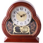Horloge chemin�e bois noyer 11x17 cm ? balancier ? piles ? silencieuse ? �tag�re / bureau / salon