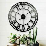 Horloge de jardin r�sistante aux intemp�ries r�tro chiffres romains vintage simple ferronnerie horloge ...