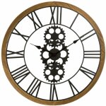 Grande pendule murale en bois et mtal industriel d 70 cm - atmosphera