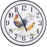 Horloge murale 48 cm de diamtre avec coq sur le cadran accessoire dco tendance pour salon ou cuisine ...