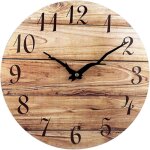 Horloge murale, horloges murales en bois sans cadre de 25cm avec mouvement � quartz silencieux, horloges ...