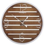 Horloge murale en bois de sapin avec cadrant noir et chiffres en m�tal blanc de style rustique ou industriel ...
