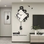 Horloge murale d�corative moderne, grande horloge � pendule, aliment�e par piles, 34 x 63 cm, petite ...