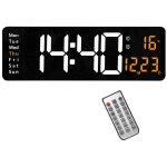 Horloge murale digitale, 16 pouces affichage led avec 10 niveaux de luminosit rglables date temprature ...