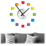 Relaxdays - horloge murale diy, montre � coller au mur, chiffres arc - en - ciel, grandes variables, ...